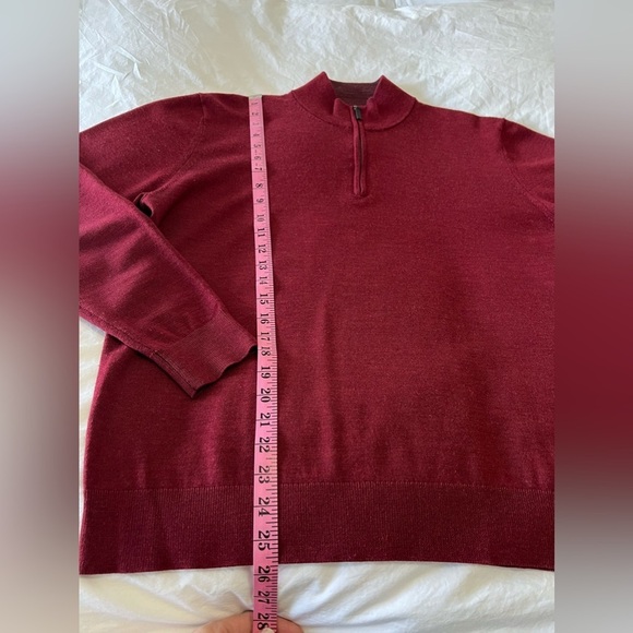 Untuckit | Men’s SZ L | 100% Merino Wool Quarter Zip Sweater Preppy | Red - Picture 4 of 11